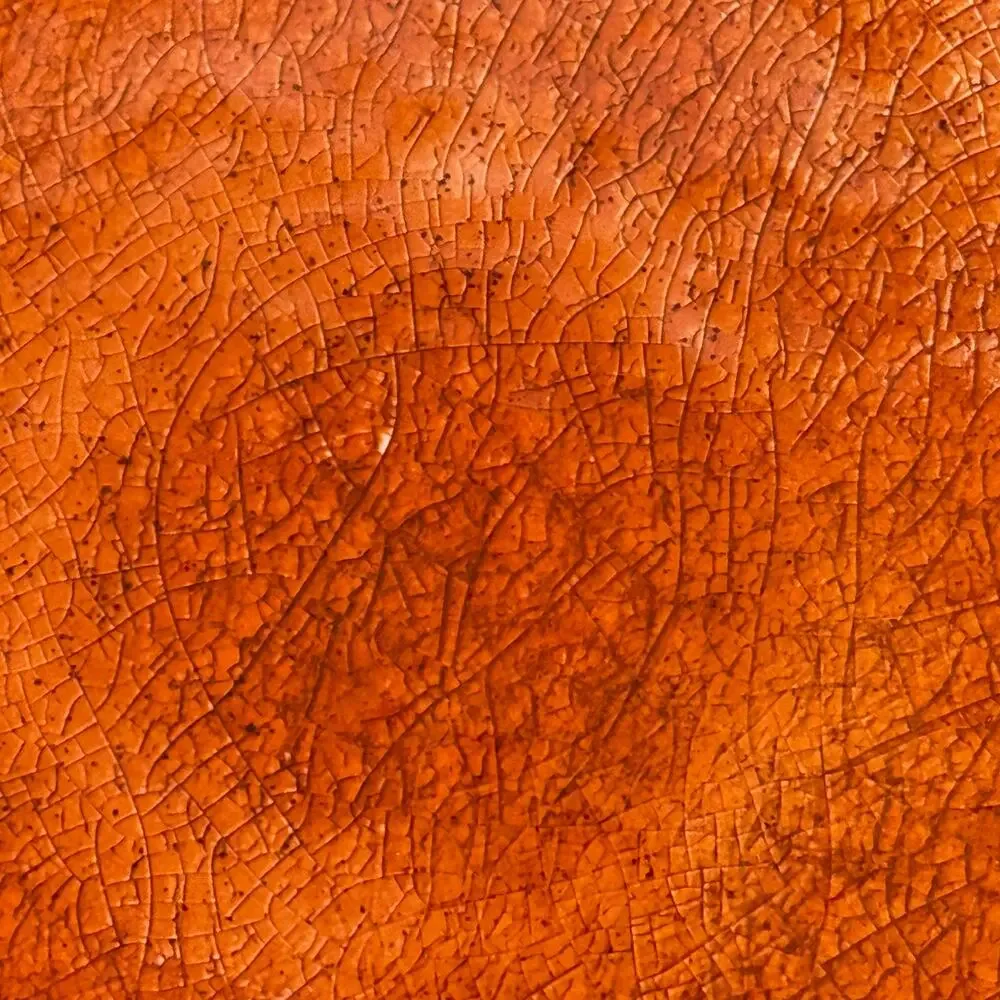 Pier 1 Imports Set of 2 Orange Carmelo Melamine Dinner Plates Crackle Finish
